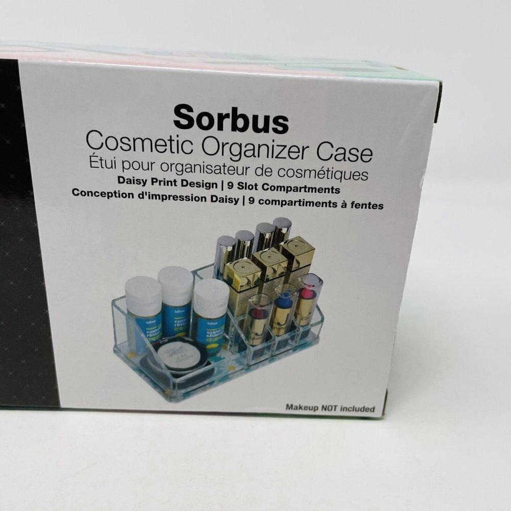 Sorbus Mini‎ Cosmetic Organizer With 9 Slots Daisy Print Clear Acrylic $30 - Picture 5 of 9